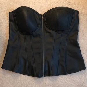 Black Pleather Zip Corset